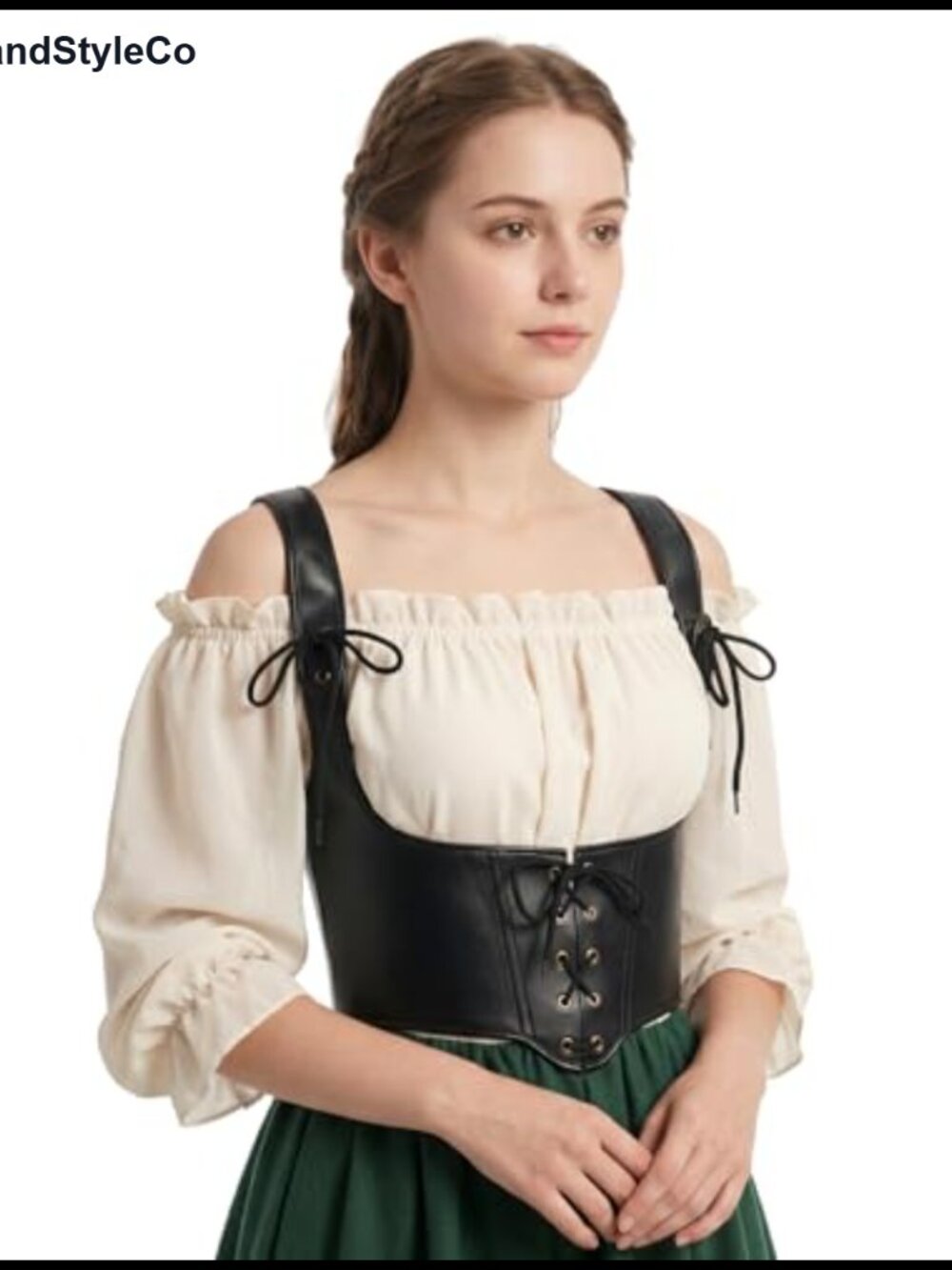 PU Leather Underbust Corset Belt Crisscross Back Halloween Cosplay